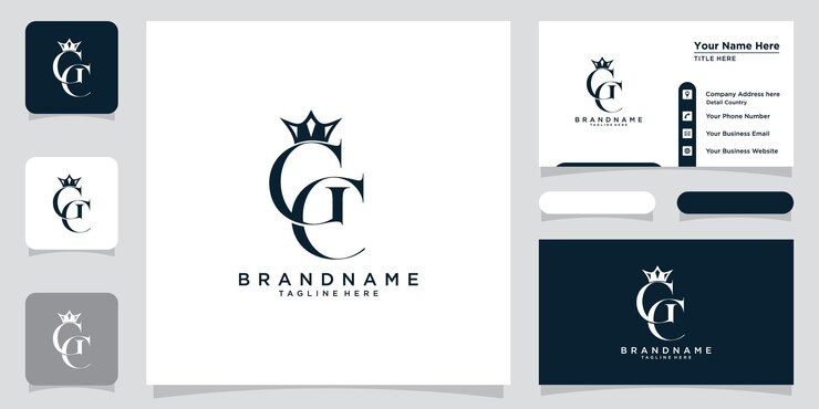 Vector initial letter cg or gc creative logo template with business card design premium vector