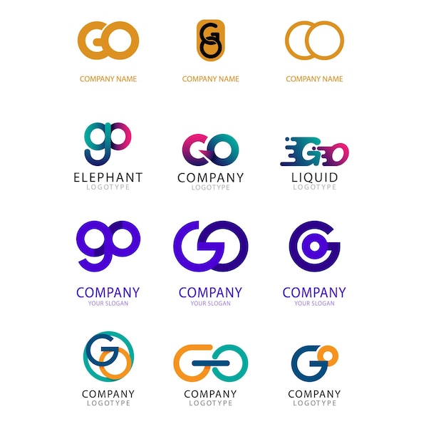 Initial Letter go Linked Circle Lowercase Logo Blue Icon Design Template Element with gradient Vec