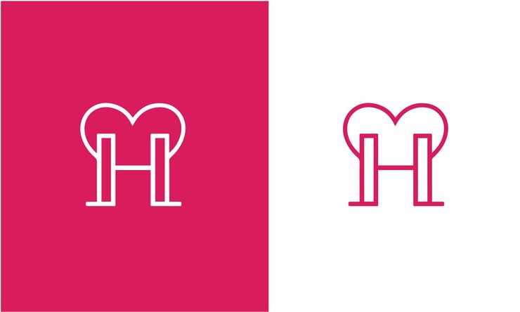 Vector initial letter h with heart logo design minimalist concept