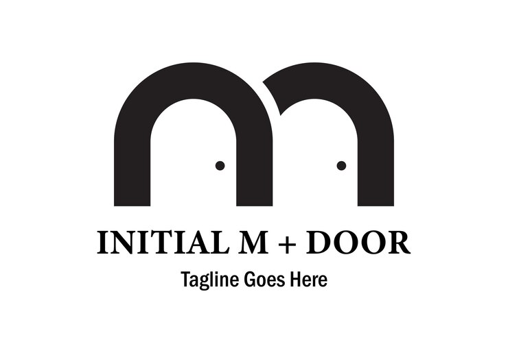 Initial letter M door logo