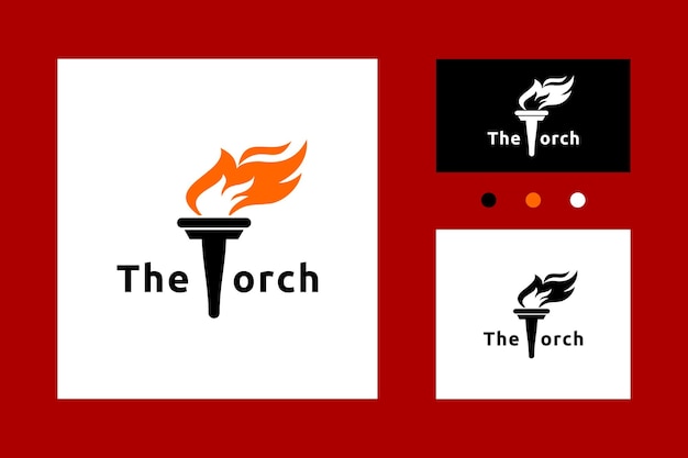 Initial Letter T Burning Torch Fire Flame with Pillar Column Logo Icon Vector Design Inspiration
