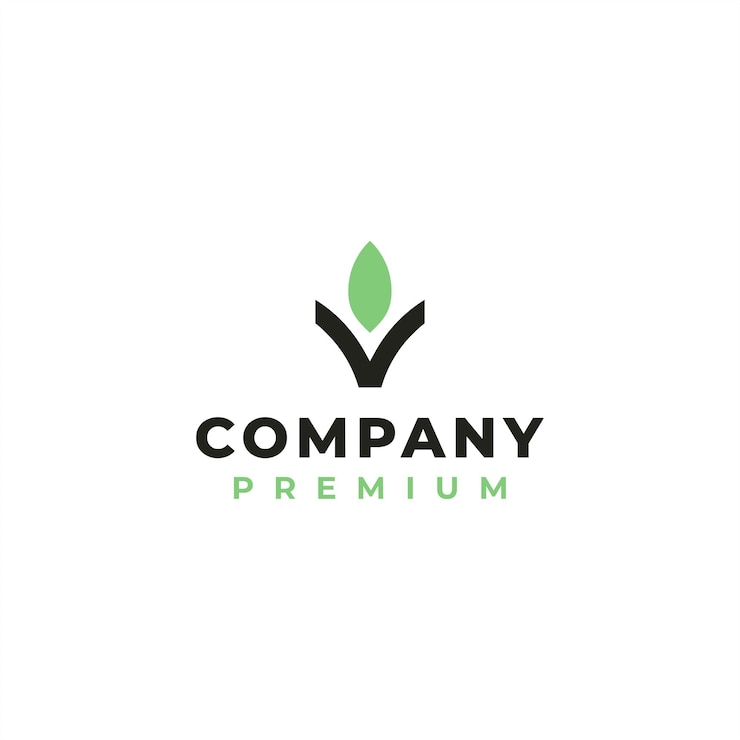 initial letter v leaf logo design