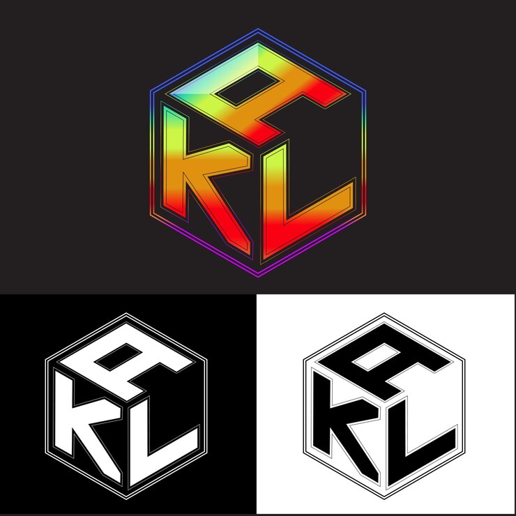 Vector initial letters akl polygon logo design vector image
