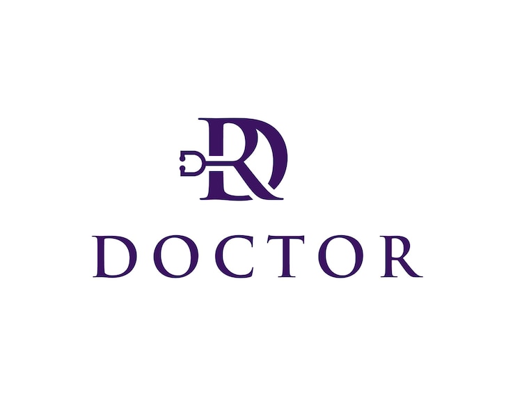 Vector initials letter dr with stethoscope simple sleek creative geometric modern logo design