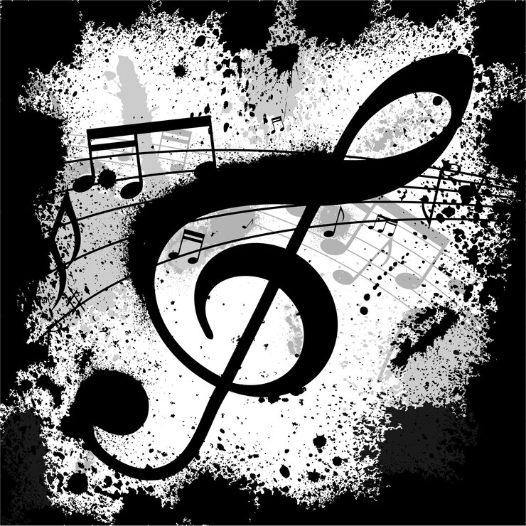 Vector ink blots treble clef