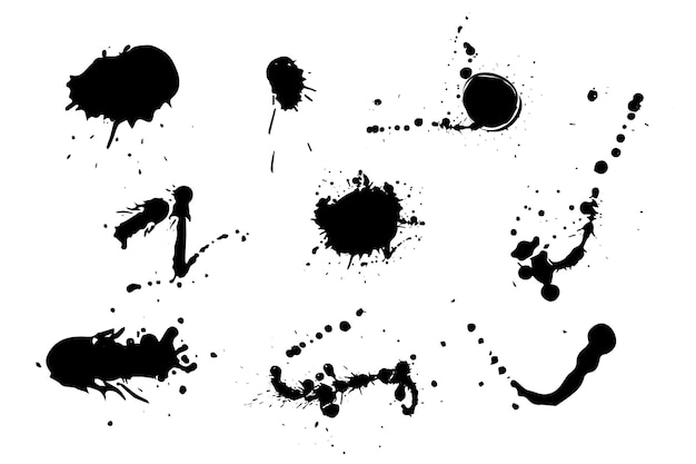 Ink Splash stain shape brush abstract spatter isolated creative set