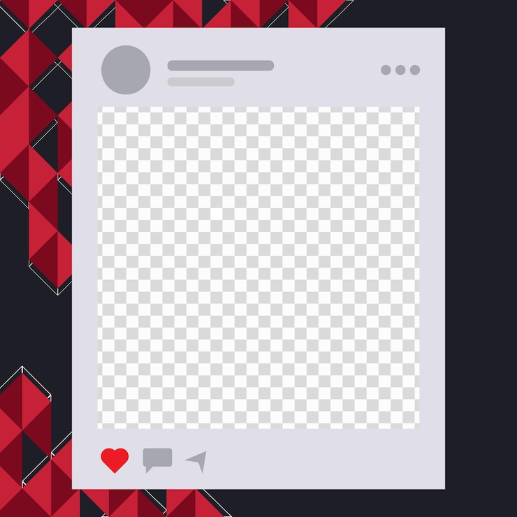 Vector instagram post template with red geometric background design