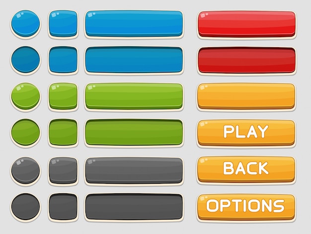 interface buttons set for games or apps