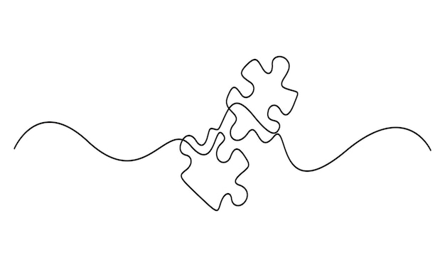 interlocking puzzle pieces a continuous line illustration