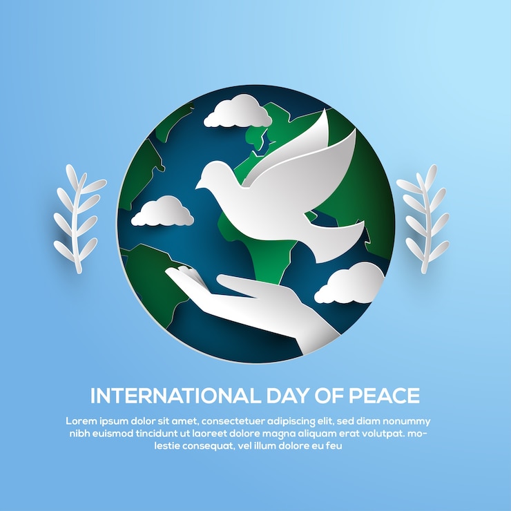 Vector international day of peace papercut greeting card