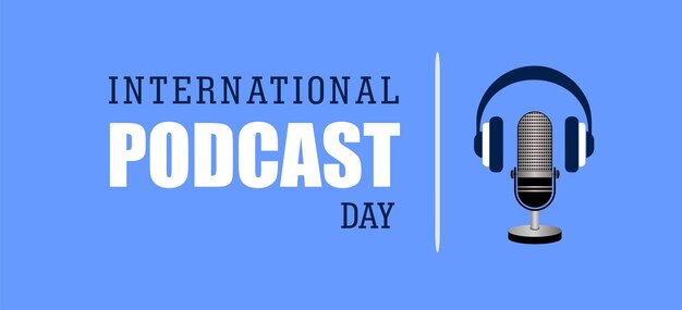 international podcast day microphone podcast vector illustration and text