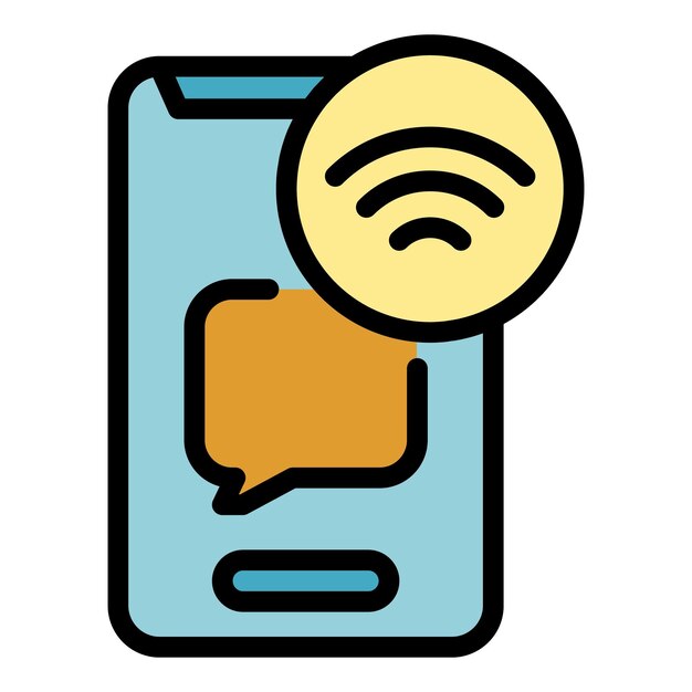 Internet in smartphone icon Outline internet in smartphone vector icon color flat isolated
