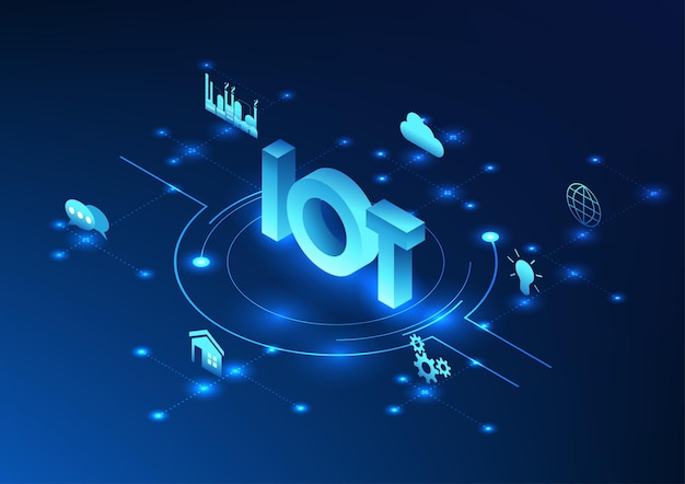 Internet of Things technology IoT placed on connected technology circle The direct connection