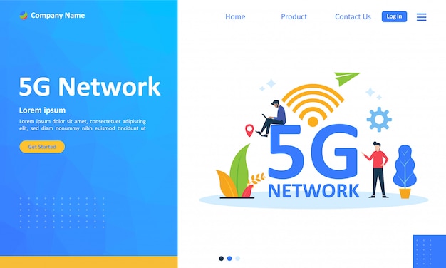 Internet Seluler Nirkabel Jaringan 5G untuk halaman arahan web