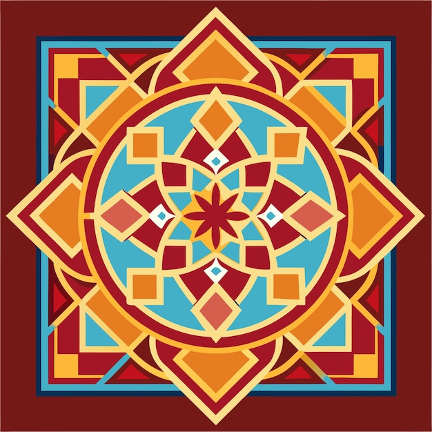 intricate geometric mandala with symmetrical and colorful design