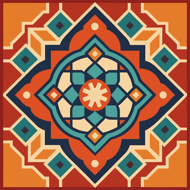 intricate geometric tile with colorful ornament and mosaic design