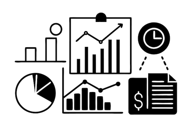 Investment Planning Vector Set Graphs Charts and Icons