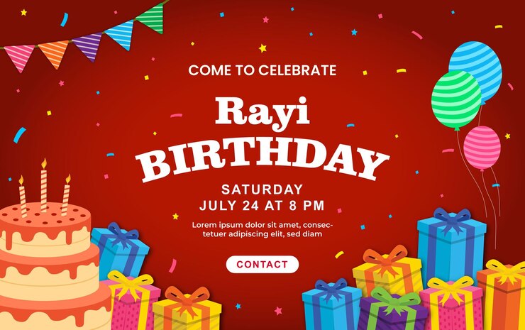 Vector invitation happy birthday banner