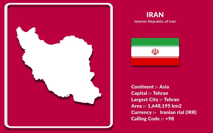 Iran map design in 3d style with national flag