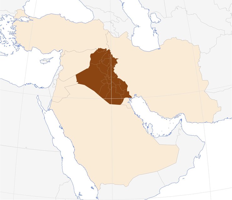 Vector iraq map in western asia illustration of the middle eastern country with its neighbors