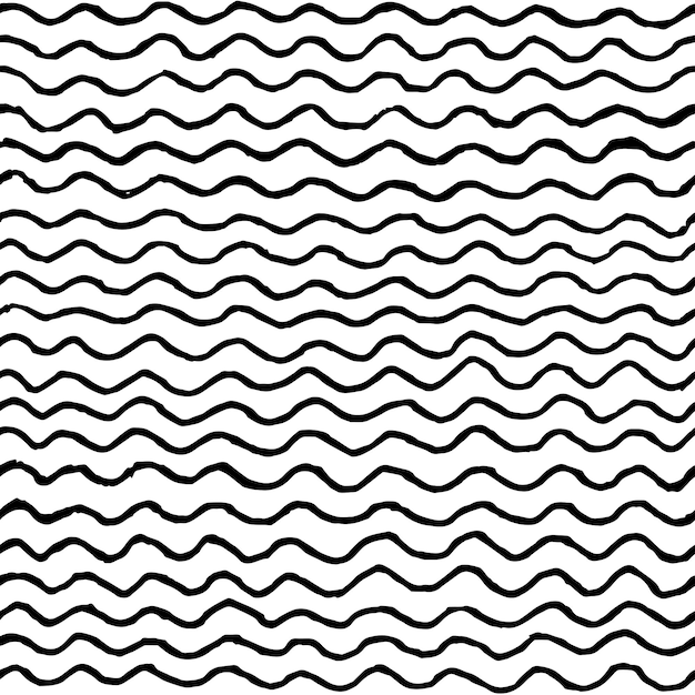 Irregular black waves pattern Seamless hand drawn graphic print Chaotic vector illustration