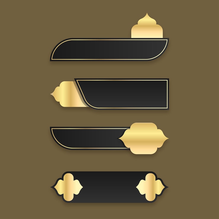 Vector islamic lower thirds luxury set black and gold