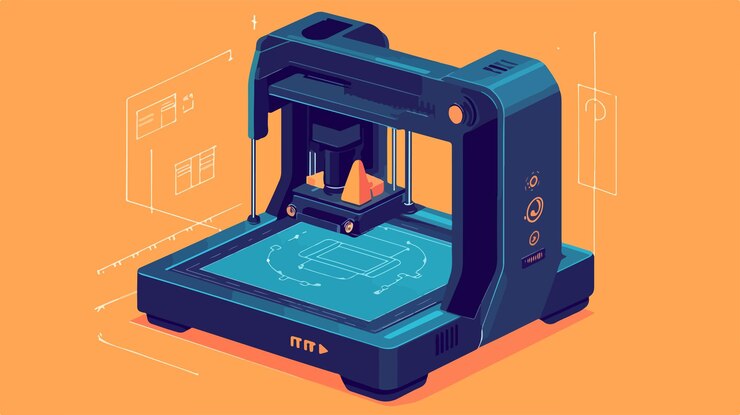 Vector isolated 3d printer vector illustration in flat style