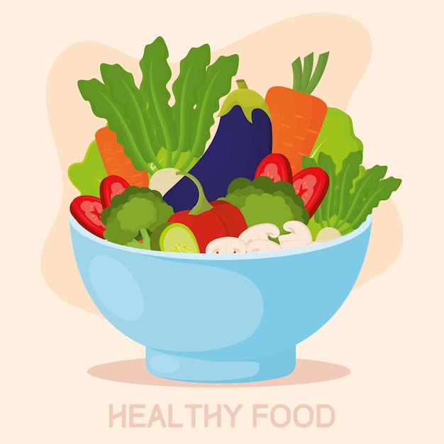 Isolated bowl with vegetables Healthy food Vector illustration