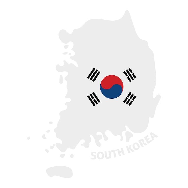 Vector isolated colored map of south korea with its flag vector illustration