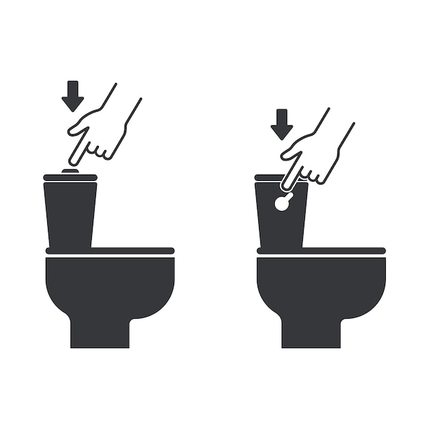 isolated pictogram reminding users to press the flush button after using the toilet to maintain