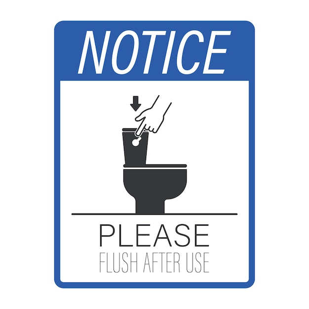 isolated pictogram reminding users to press the flush button after using the toilet to maintain