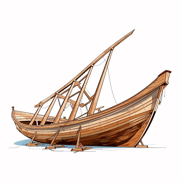 Vector isolated_wooden_boat_structure_on_white_background