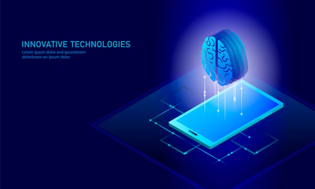 isometric artificial intelligence business background