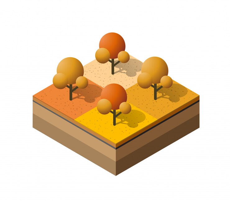 Isometric autumnal city