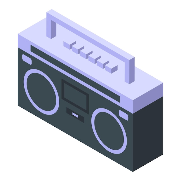 Isometric boombox playing music icon