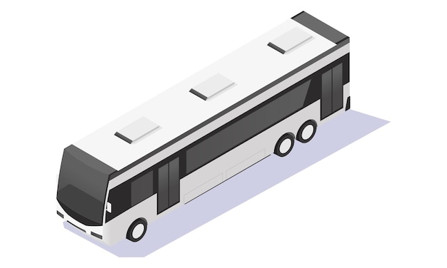 Isometric bus illustration in white and black colors vector illustration