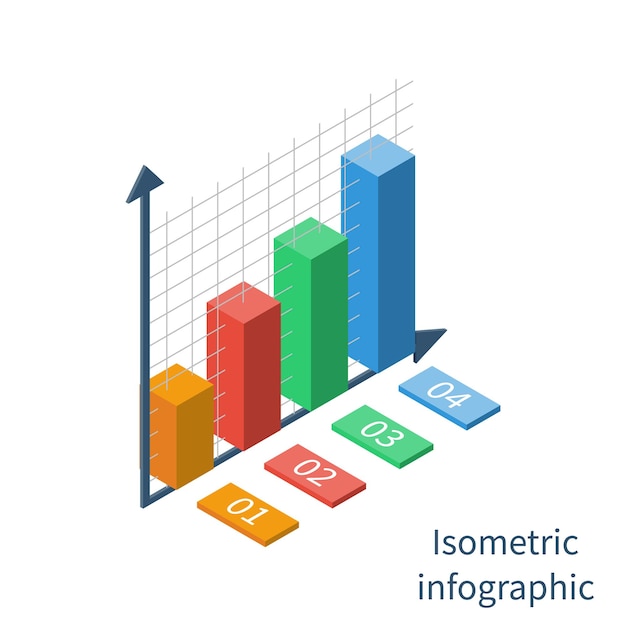 Isometric chart. Isometric 3d vector charts. Isometric infographic for your business presentations. Isometric diagram. Isometric timeline. Vector illustration for workflow layout,  design template.