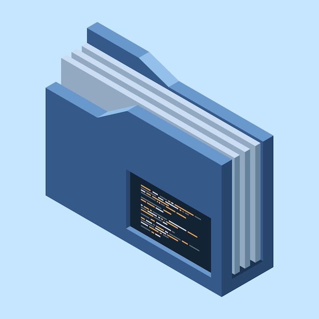 Isometric folder Network folder Shared folder Cloud data storage Database folder server technology Isometric technology