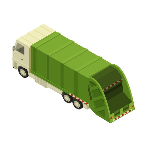 isometric garbage truck vector illustration