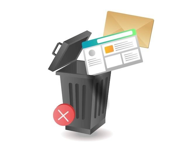 Isometric illustration concept Erase data computer