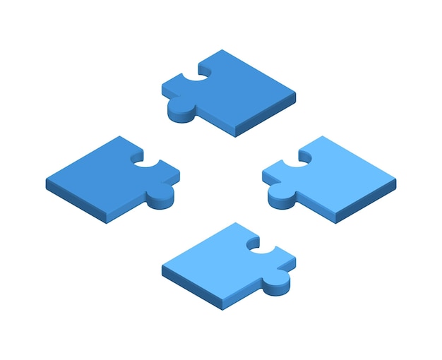 isometric jigsaw puzzle vector illustration