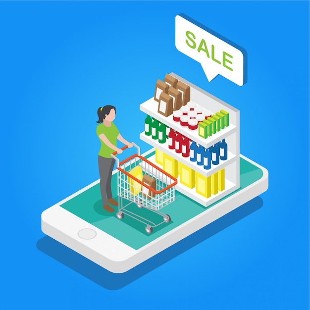 Isometric Mobile Phone Shopping
