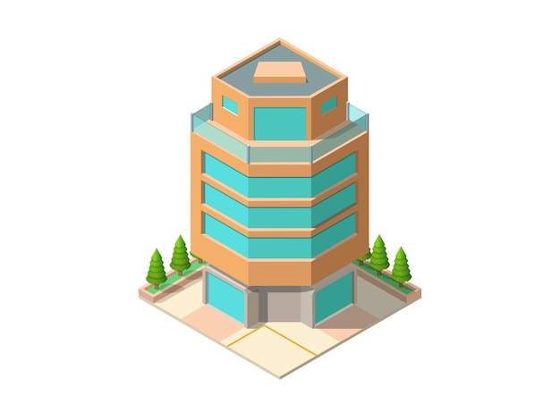 Isometric modern futuristic building
