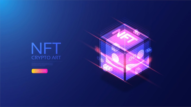 Vector isometric nft with blockchain technology