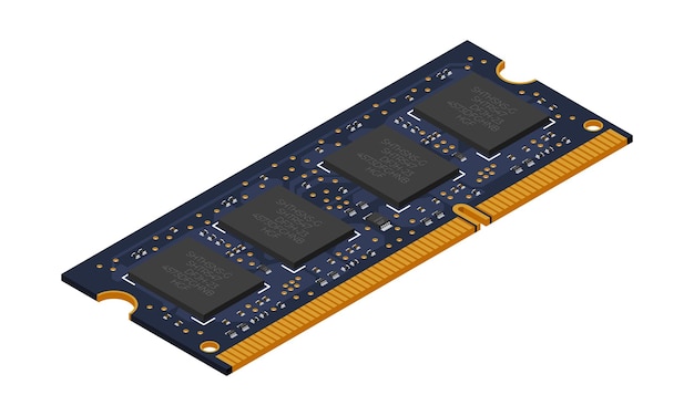 isometric random access memory ram memory realistic 3d isometric computer hardware components vector illustration