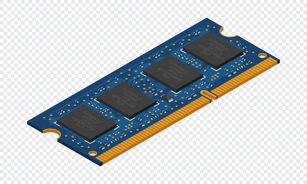 isometric random access memory ram memory realistic 3d isometric computer hardware components vector illustration