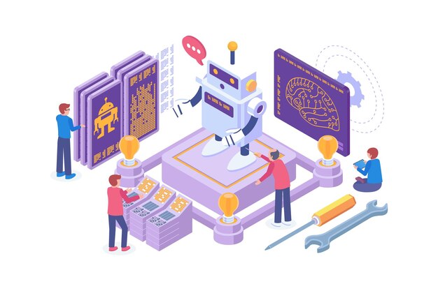 Isometric robot development technology concept