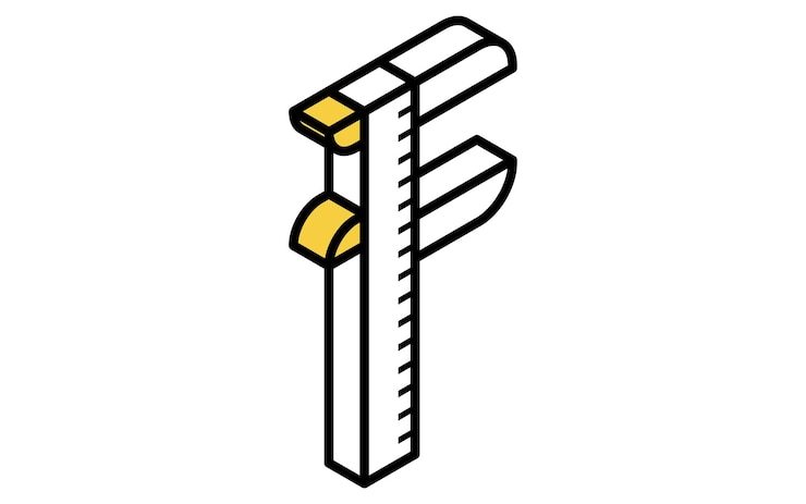 Vector isometric simple line drawing tool icon calliper