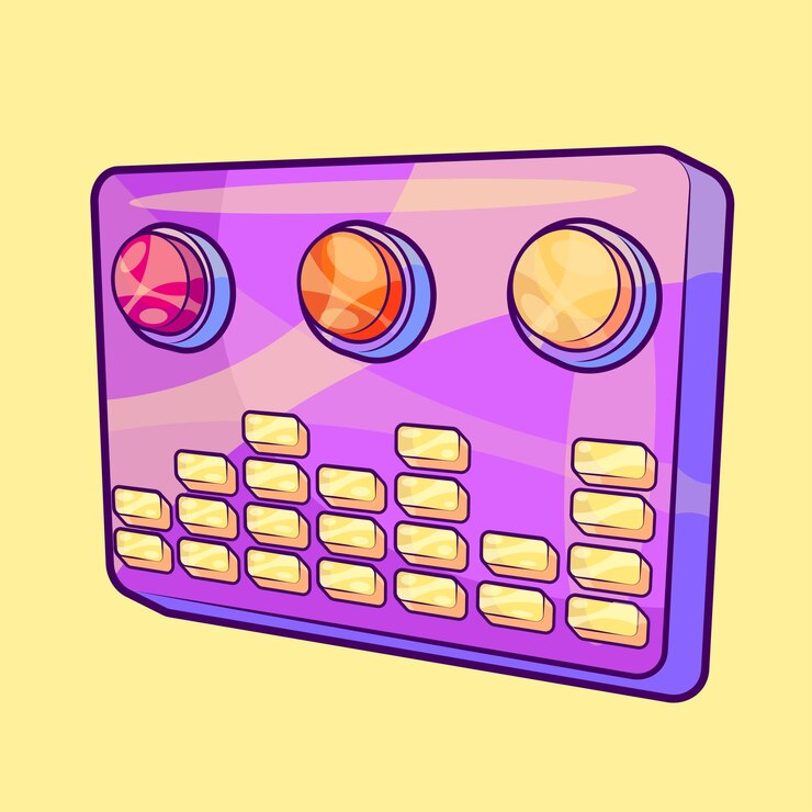 Vector isometric sound mixer control vector illustration
