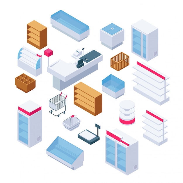Isometric store furniture.